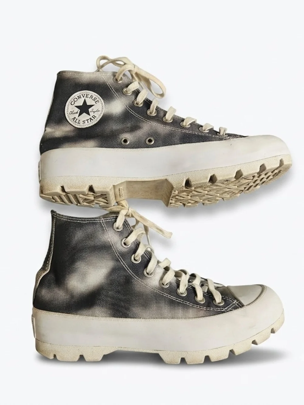 Converse Chuck Taylor Lugged Tie Dye High Top Platform Sneakers Black Grey 9 - Picture 5 of 13